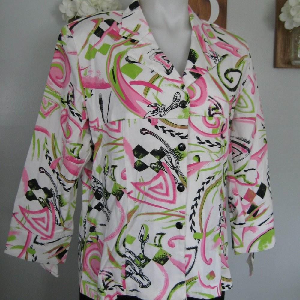 Lilly of California Abstract Cotton Blend Jacket